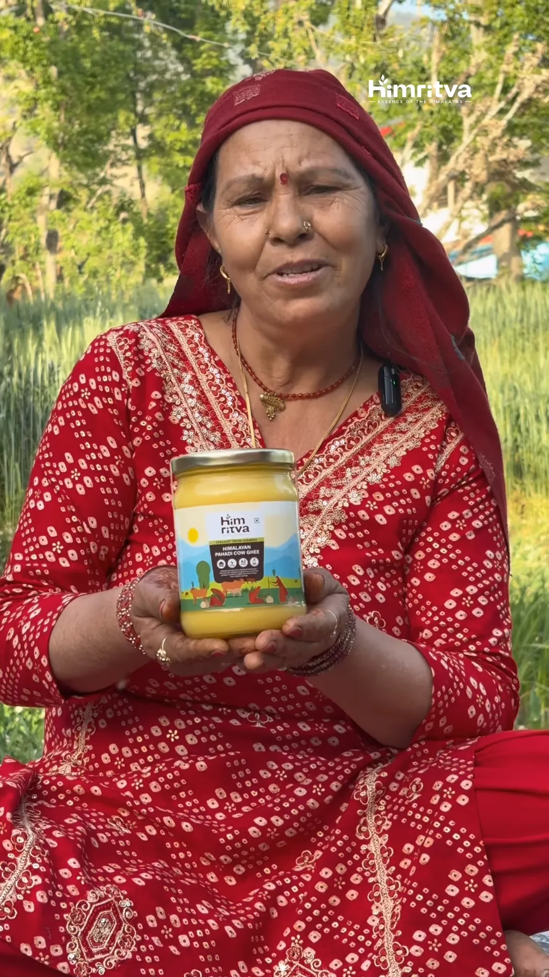 Shanti Devi holding a Himritva jar